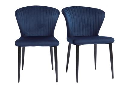 Set de 2 sillas de diseño de terciopelo azul KAYEL